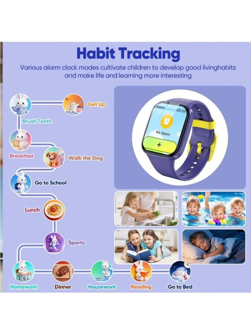 Kids Smart Watch - HD Touch Screen Fitness Tracker, Heart Rate Monitor